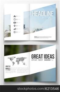 Set of business templates for brochure, magazine, flyer, booklet or annual report. Colorful polygonal background, blurred image, modern stylish triangular vector texture.