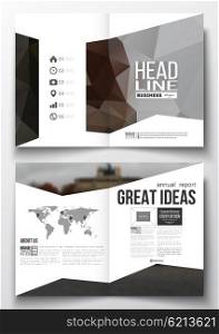 Set of business templates for brochure, magazine, flyer, booklet or annual report. Polygonal background, blurred image, urban landscape, modern triangular vector texture.