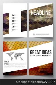 Set of business templates for brochure, magazine, flyer, booklet or annual report. Abstract polygonal background, modern stylish triangle vector texture.