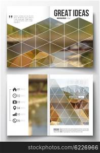 Set of business templates for brochure, magazine, flyer, booklet or annual report. Colorful polygonal backdrop, blurred background, modern stylish triangle vector texture.