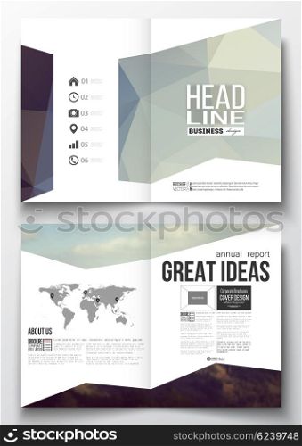 Set of business templates for brochure, magazine, flyer, booklet or annual report. Abstract colorful polygonal backdrop, blurred background, natural landscape, modern stylish triangle vector texture.