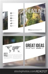 Set of business templates for brochure, magazine, flyer, booklet or annual report. Blurred image, urban landscape, street in Montmartre, Paris cityscape.