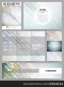 Set of business templates for presentation, brochure, flyer, banner or booklet. Abstract science or technology vector background.