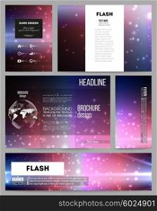 Set of business templates for presentation, brochure, flyer, banner or booklet. Flashes against dark background.