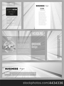 Set of business templates for presentation, brochure, flyer or booklet. Abstract lines background, simple abstract monochrome texture.