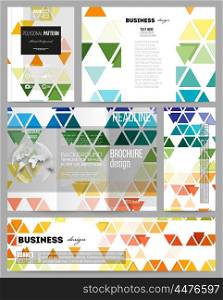 Set of business templates for presentation, brochure, flyer or booklet. Abstract colorful business background, modern stylish hexagonal and triangle vector texture