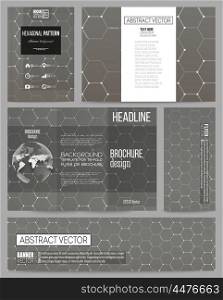 Set of business templates for presentation, brochure, flyer or booklet. Chemistry pattern, hexagonal design vector illustration.