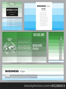 Set of business templates for presentation, brochure, flyer or booklet. Abstract colorful business background, blue and green colors, modern stylish striped vector texture for your cover design.