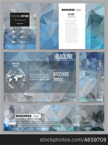 Set of business templates for presentation, brochure, flyer or booklet. Abstract blue polygonal background, colorful backdrop, modern stylish vector texture.