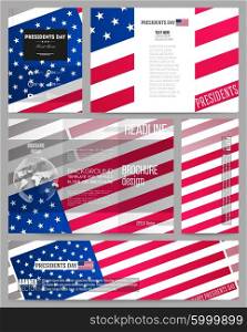 Set of business templates for presentation, brochure, flyer or booklet. Presidents day background with american flag, abstract vector illustration.