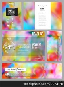 Set of business templates for presentation, brochure, flyer or booklet. Colorful background, Holi celebration, vector illustration.