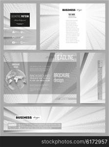 Set of business templates for presentation, brochure, flyer or booklet. Abstract lines background, simple abstract monochrome texture.