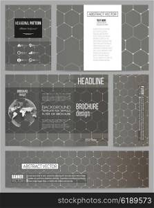 Set of business templates for presentation, brochure, flyer or booklet. Chemistry pattern, hexagonal design vector illustration.