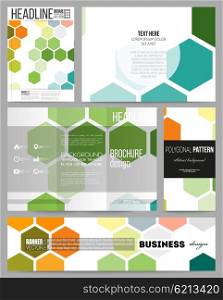 Set of business templates for presentation, brochure, flyer or booklet. Abstract colorful business background, modern stylish hexagonal vector texture