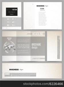 Set of business templates for presentation, brochure, flyer or booklet. Abstract polygonal low poly backdrop with connecting dots and lines, connection structure. Vector or digital science background.