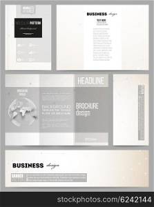 Set of business templates for presentation, brochure, flyer or booklet. Abstract polygonal low poly backdrop with connecting dots and lines, connection structure. Vector science background.
