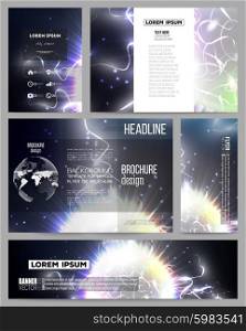 Set of business templates for presentation, brochure, flyer or booklet. Electric lighting effect. Magic vector background with lightning.