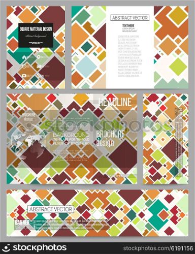 Set of business templates for presentation, brochure, flyer or booklet. Material Design. Colored vector background.