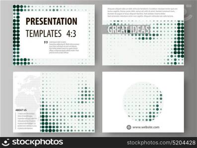 Set of business templates for presentation slides. Abstract design vector layouts. Halftone dotted background, retro style grungy pattern, vintage texture. Halftone effect with black dots on white.. Set of business templates for presentation slides. Easy editable abstract vector layouts in flat design. Halftone dotted background, retro style grungy pattern, vintage texture. Halftone effect with black dots on white.
