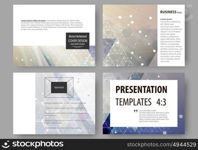 Set of business templates for presentation slides. Abstract layouts in flat design, vector illustration. Chemistry pattern, hexagonal molecule structure. Medicine, science, technology concept.. Set of business templates for presentation slides. Easy editable abstract layouts in flat design, vector illustration. Chemistry pattern, hexagonal molecule structure. Medicine, science, technology concept.