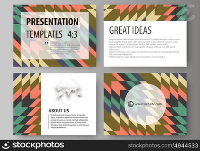 Set of business templates for presentation slides. Abstract vector layouts in flat design. Tribal pattern, geometrical ornament in ethno syle, ethnic hipster backdrop, vintage fashion background.. Set of business templates for presentation slides. Easy editable abstract vector layouts in flat design. Tribal pattern, geometrical ornament in ethno syle, ethnic hipster backdrop, vintage fashion background.