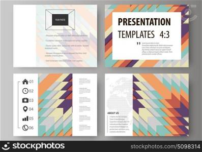 Set of business templates for presentation slides. Abstract vector layouts in flat design. Tribal pattern, geometrical ornament in ethno syle, ethnic hipster backdrop, vintage fashion background.. Set of business templates for presentation slides. Easy editable abstract vector layouts in flat design. Tribal pattern, geometrical ornament in ethno syle, ethnic hipster backdrop, vintage fashion background.