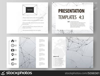 Set of business templates for presentation slides. Abstract vector layouts in flat design. Compounds lines and dots. Big data visualization in minimal style. Graphic communication background.. Set of business templates for presentation slides. Easy editable abstract vector layouts in flat design. Compounds lines and dots. Big data visualization in minimal style. Graphic communication background.