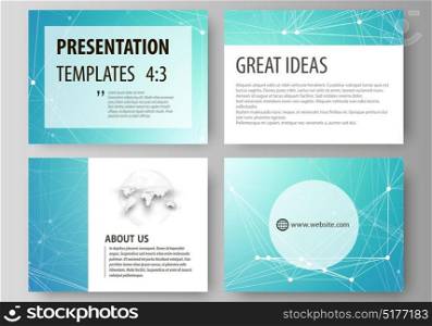 Set of business templates for presentation slides. Abstract vector layouts in flat design. Chemistry pattern, connecting lines and dots, molecule structure, medical DNA research. Medicine concept.. Set of business templates for presentation slides. Abstract vector layouts in flat design. Chemistry pattern, connecting lines and dots, molecule structure, medical DNA research. Medicine concept