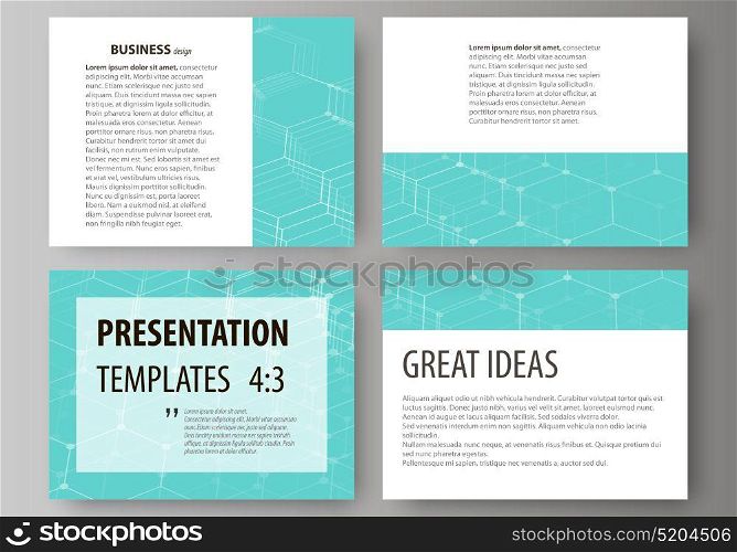 Set of business templates for presentation slides. Abstract vector layouts in flat design. Chemistry pattern, hexagonal molecule structure. Medicine, science and technology concept.. Set of business templates for presentation slides. Easy editable abstract vector layouts in flat design. Chemistry pattern, hexagonal molecule structure. Medicine, science and technology concept.