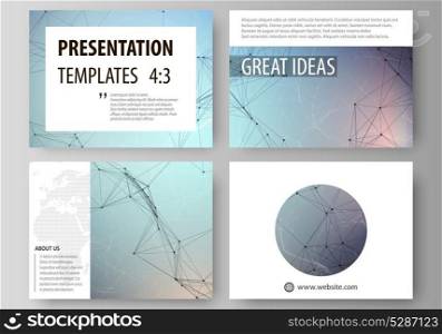 Set of business templates for presentation slides. Abstract vector layouts in flat design. Compounds lines and dots. Big data visualization in minimal style. Graphic communication background.. Set of business templates for presentation slides. Abstract vector layouts in flat design. Compounds lines and dots. Big data visualization in minimal style. Graphic communication background