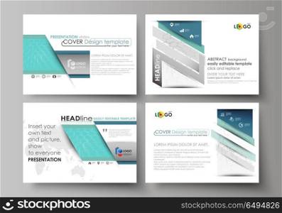 Set of business templates for presentation slides. Abstract vector layouts in flat design. Chemistry pattern, hexagonal molecule structure. Medicine, science and technology concept.. Set of business templates for presentation slides. Easy editable abstract vector layouts in flat design. Chemistry pattern, hexagonal molecule structure. Medicine, science and technology concept.