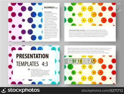 Set of business templates for presentation slides. Abstract vector layouts in flat style. Chemistry pattern, hexagonal design molecule structure, medical DNA research. Geometric colorful background.. Set of business templates for presentation slides. Abstract vector layouts in flat style. Chemistry pattern, hexagonal design molecule structure, medical DNA research. Geometric colorful background