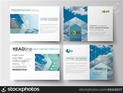 Set of business templates for presentation slides. Easy editable abstract blue layouts in flat design, vector illustration.. Set of business templates for presentation slides. Easy editable abstract blue layouts in flat design, vector illustration