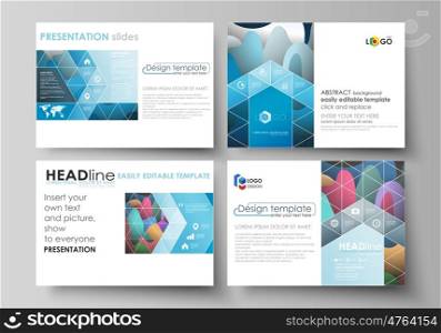 Set of business templates for presentation slides. Easy editable abstract layouts in flat design, vector illustration. Bright color pattern, colorful design with overlapping shapes forming abstract beautiful background.