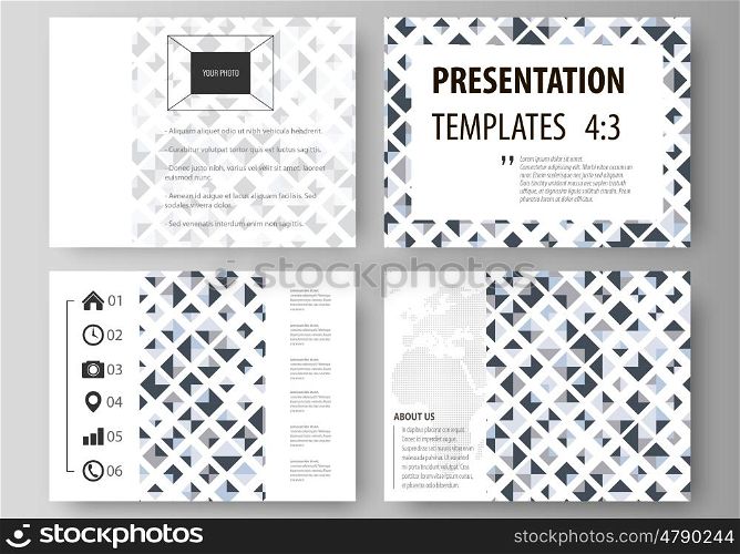 Set of business templates for presentation slides. Easy editable abstract layouts in flat design, vector illustration. Blue color pattern with rhombuses, abstract design geometrical vector background. Simple modern stylish texture.