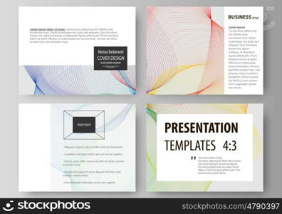 Set of business templates for presentation slides. Easy editable abstract layouts in flat design, vector illustration. Colorful design with overlapping geometric shapes and waves forming abstract beautiful background.