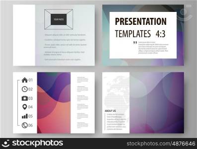 Set of business templates for presentation slides. Easy editable abstract layouts in flat design, vector illustration. Bright color pattern, colorful design with overlapping shapes forming abstract beautiful background.
