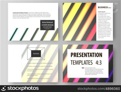 Set of business templates for presentation slides. Easy editable abstract layouts in flat design, vector illustration. Bright color rectangles, colorful design with geometric rectangular shapes forming abstract beautiful background.