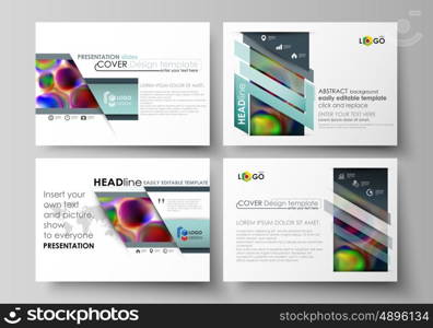 Set of business templates for presentation slides. Easy editable abstract layouts in flat design, vector illustration. Colorful design background with abstract shapes, bright cell backdrop.