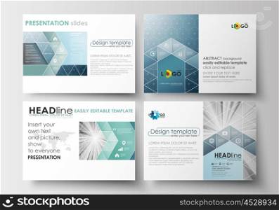 Set of business templates for presentation slides. Easy editable abstract layouts in flat design. Abstract blue or gray business pattern with lines, modern stylish vector texture.