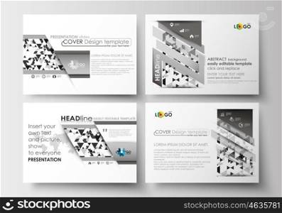 Set of business templates for presentation slides. Easy editable abstract layouts in flat design. Abstract triangle design background, modern gray color polygonal vector.