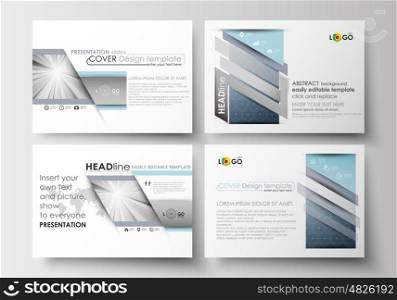 Set of business templates for presentation slides. Easy editable abstract layouts in flat design. Abstract blue or gray business pattern with lines, modern stylish vector texture.