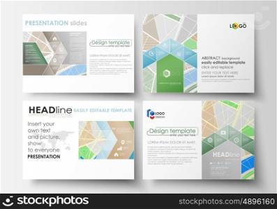 Set of business templates for presentation slides. Easy editable abstract layouts in flat design. City map with streets. Flat design template for tourism businesses, abstract vector illustration.
