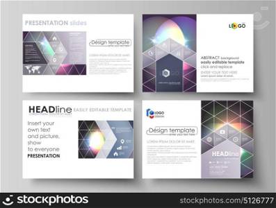 Set of business templates for presentation slides. Easy editable abstract vector layouts. Retro style, mystical Sci-Fi background. Futuristic trendy design.. Set of business templates for presentation slides. Easy editable abstract vector layouts in flat design. Retro style, mystical Sci-Fi background. Futuristic trendy design.