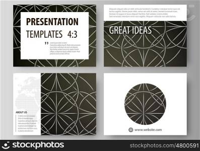 Set of business templates for presentation slides. Easy editable abstract vector layouts in flat design. Celtic pattern. Abstract ornament, geometric vintage texture, medieval classic ethnic style.