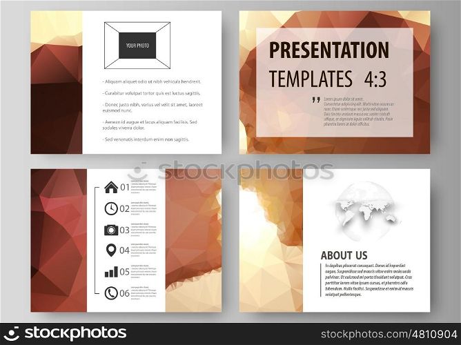 Set of business templates for presentation slides. Easy editable abstract vector layouts in flat design. Romantic couple kissing. Beautiful background. Geometrical pattern in triangular style.. Set of business templates for presentation slides. Easy editable abstract vector layouts in flat design. Romantic couple kissing. Beautiful background. Geometrical pattern in triangular style