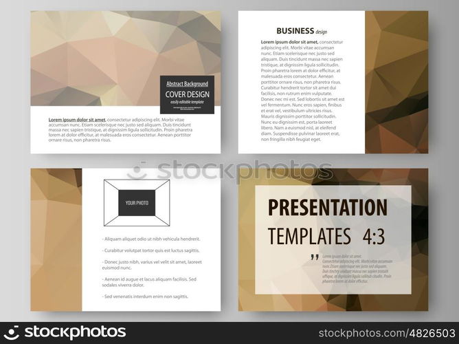 Set of business templates for presentation slides. Easy editable abstract vector layouts in flat design. Beautiful background. Geometrical colorful polygonal pattern in triangular style.. Set of business templates for presentation slides. Easy editable abstract vector layouts in flat design. Beautiful background. Geometrical colorful polygonal pattern in triangular style