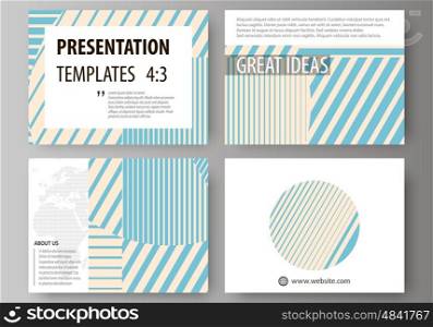 Set of business templates for presentation slides. Easy editable abstract vector layouts in flat design. Minimalistic design with lines, geometric shapes forming beautiful background.