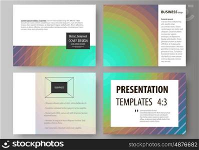 Set of business templates for presentation slides. Easy editable abstract vector layouts in flat design. Minimalistic design with circles, diagonal lines. Geometric shapes forming beautiful retro background.