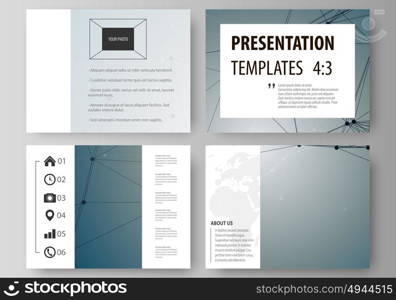 Set of business templates for presentation slides. Easy editable abstract vector layouts in flat design. DNA and neurons molecule structure. Medicine, science, technology concept. Scalable graphic.. Set of business templates for presentation slides. Easy editable abstract vector layouts in flat design. DNA and neurons molecule structure. Medicine, science, technology concept. Scalable graphic